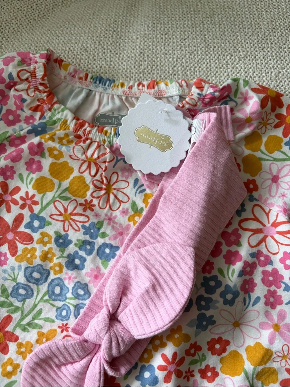 Kids Pink Knit Hat with Crown Detail